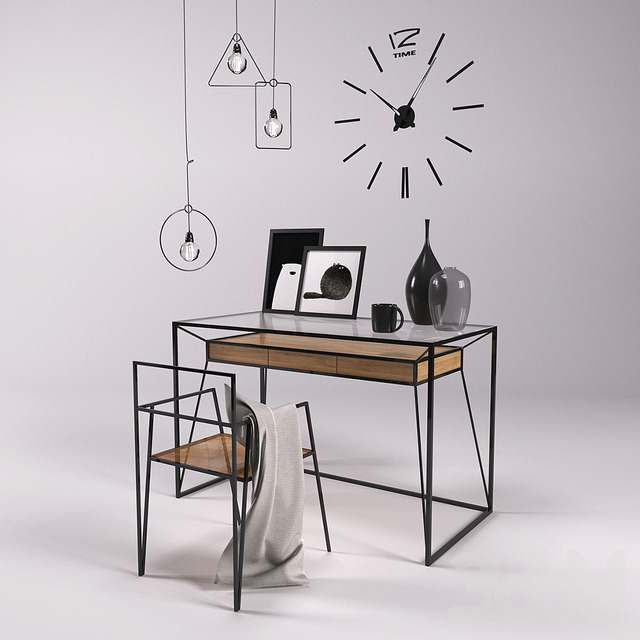 3D модель Рабочий стол с декором