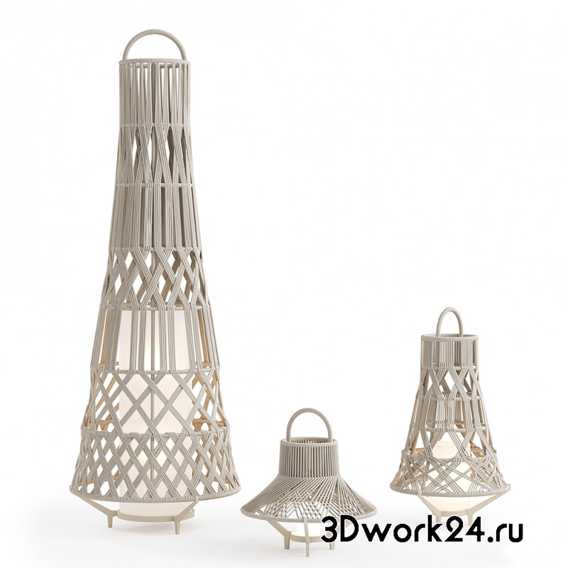 3D модель Outdoor Garden Wicker Floor Lamp Talenti